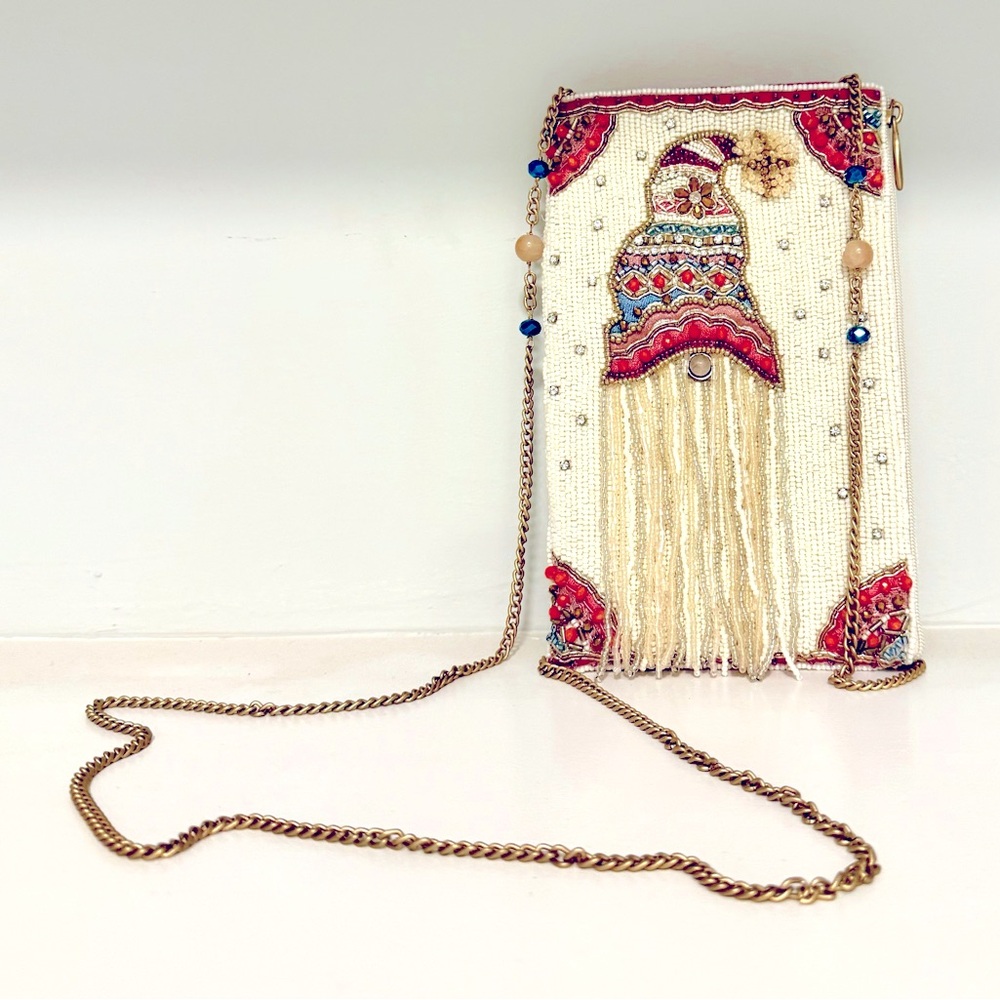 Mary Frances “Gnome for the Holidays” Beaded Crossbody Handbag